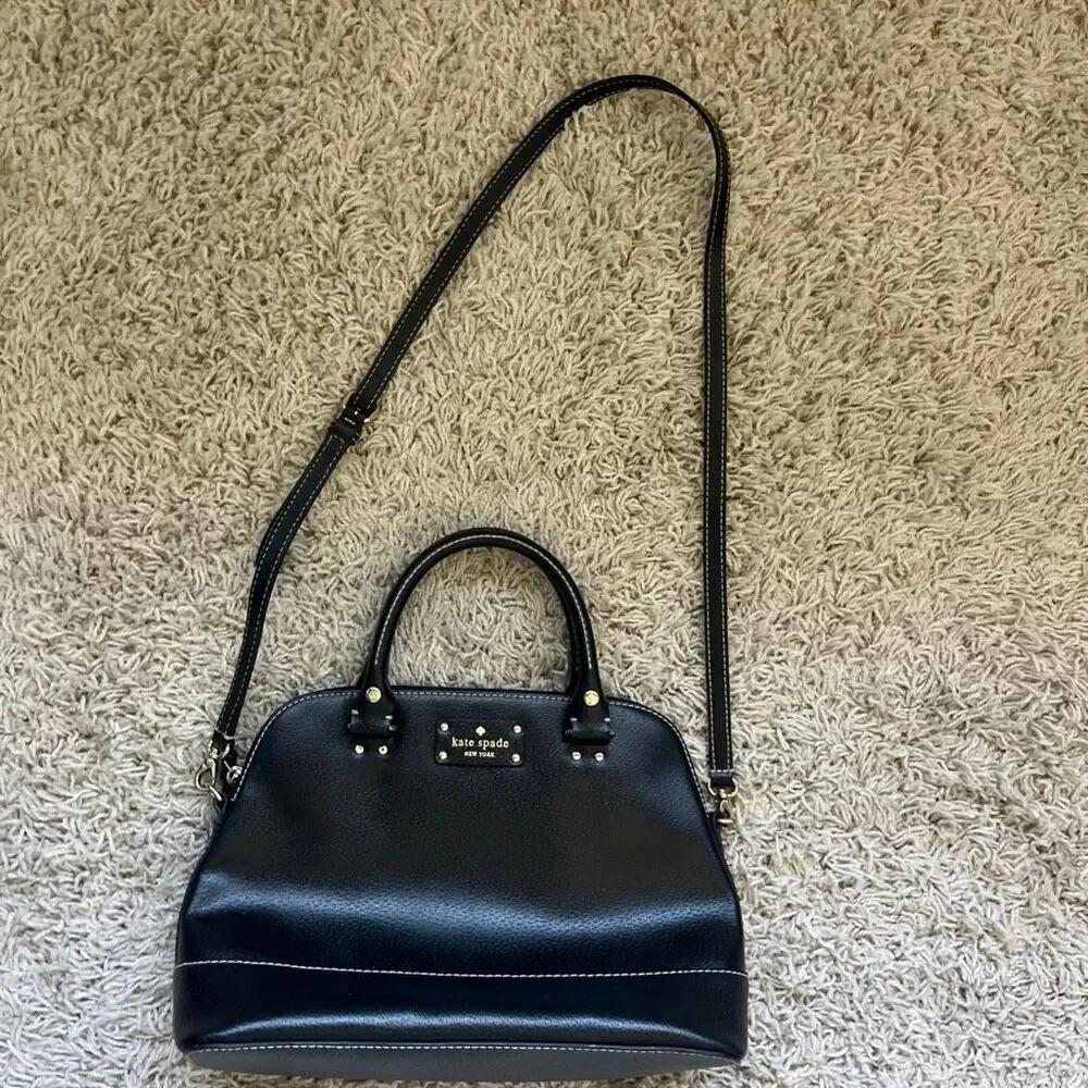 Kate Spade Black Wellesley Rachelle Satchel Leather Bowler Purse Shoulder Bag